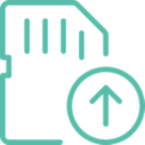 Memory card with upload arrow icon