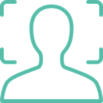 Silhouette of a person with scanning border