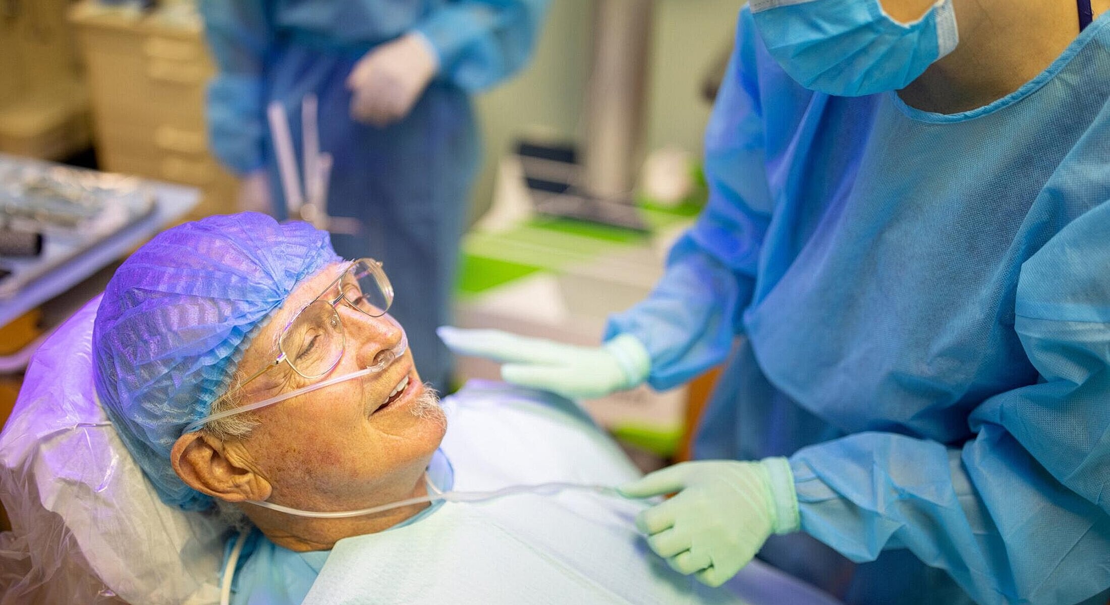 Patient receiving care in a medical setting.